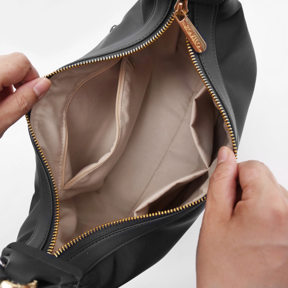 SANTAI NYLON HOBO BAG BLACK