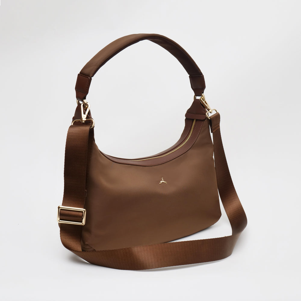 SANTAI NYLON HOBO BAG BROWN