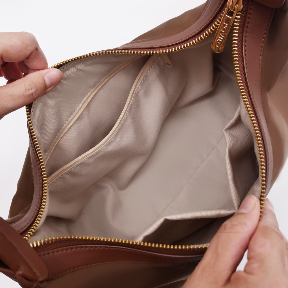 SANTAI NYLON HOBO BAG BROWN